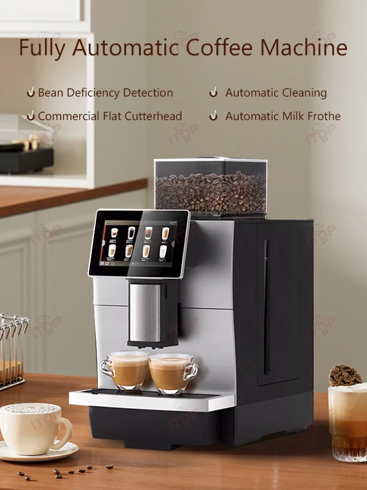 

ITOP Commercial Fully Automatic Coffee Machine Ditting 64mm Flat Burr One-touch Espresso Americano Cappuccino Fancy Coffee Maker