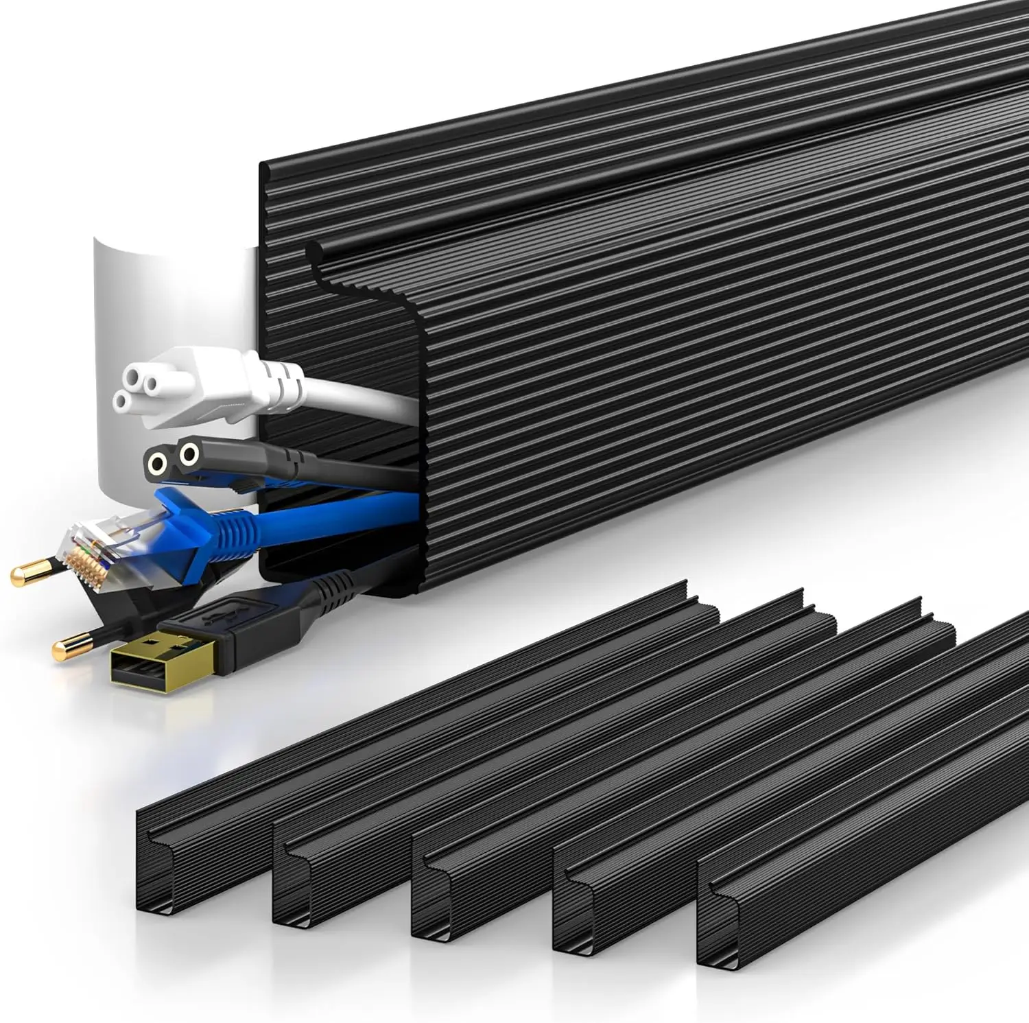 

Органайзер для кабелей на клейкой основе, 94,2 дюйма, для стола, без сверления, для организации проводов, защита от детей, черный