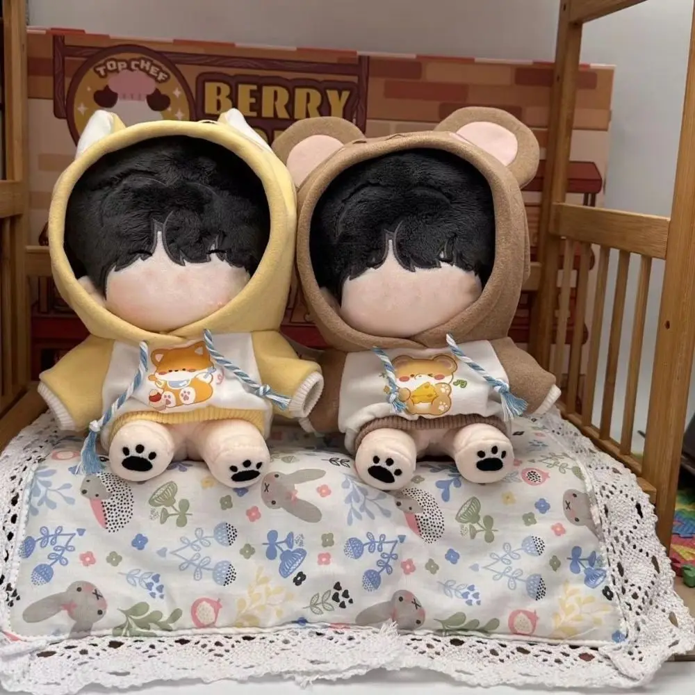 Ropa para muñecas de 20CM, regalo, accesorios para muñecas multicolores, suéter con orejas de Animal, accesorios para fotos de casa, sudaderas con capucha a juego de colores, juguete