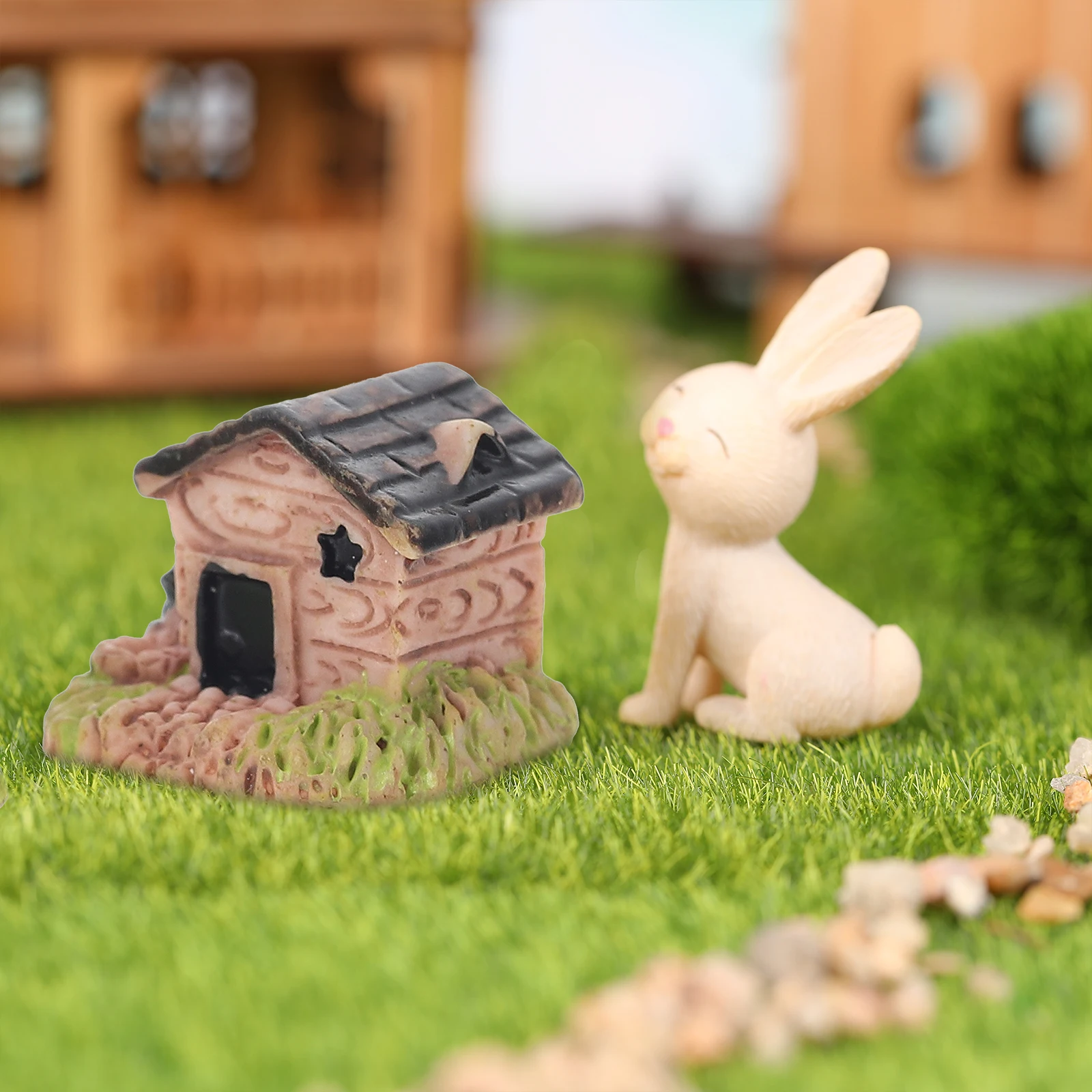 

15 Pcs Resin Small House Decorations Durable Mini Ornaments Garden Shape Cottage Landscape Accessory Yard Balcony Statue