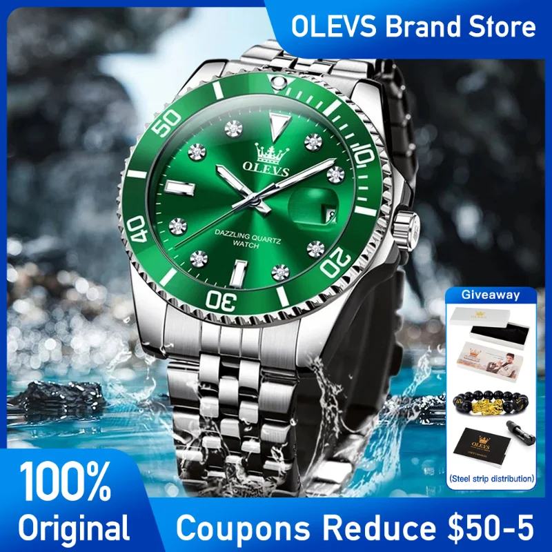 

OLEVS 9809 Mens Watch Original luxury Brand Quartz Watch Waterproof Luminous Reloj Hombre Automatic Date Watch For Man