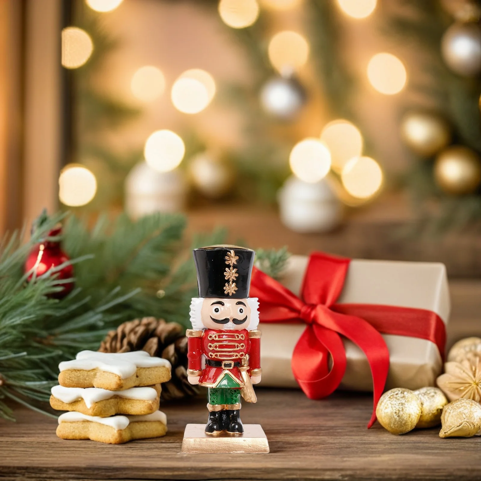 

2Pcs Christmas Resin Nutcracker Holders European Style Rustic Xmas Dining Table Centerpiece Fireplace Decor