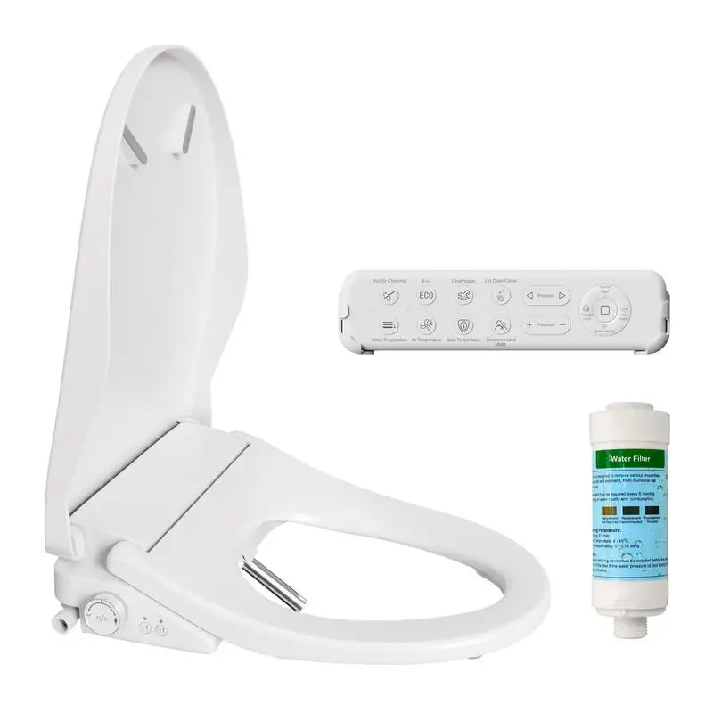 

Adjustable Heated Bidet Toilet Seat with Side Knob, Portable Bidet with Water Temp and Pressure Control, Automatic Nozzle Clean