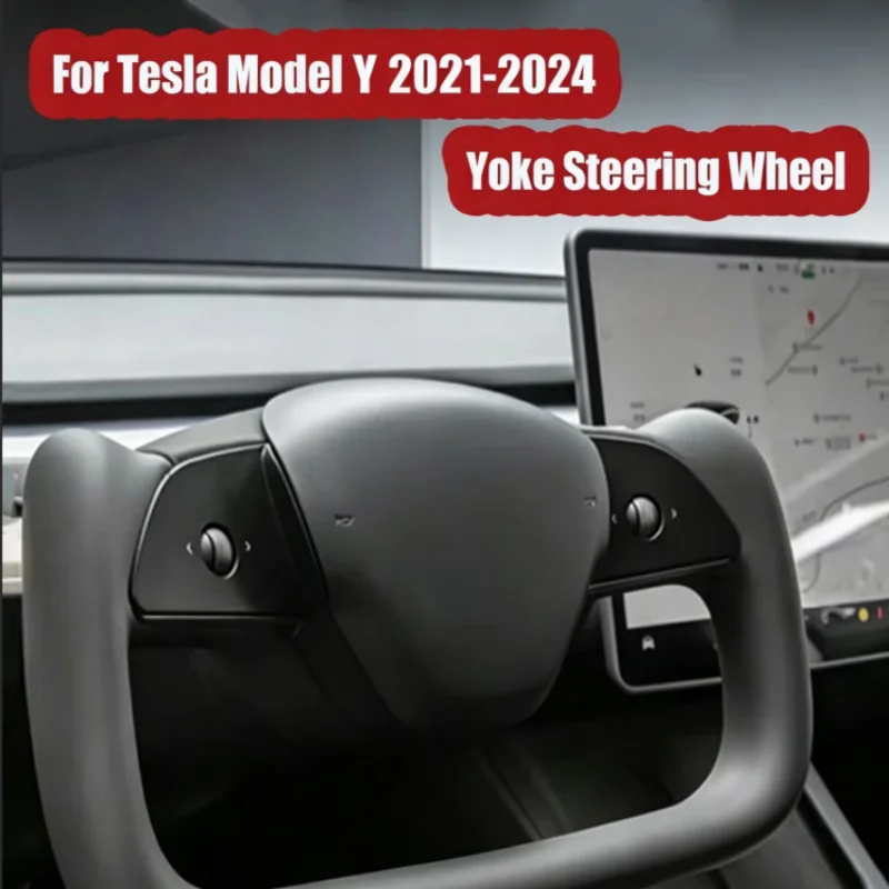 

For Tesla Model Y 2021-2024 360mm Yoke Handle Steering Wheel With Heating NAPP Leather Steering Wheel Accessories