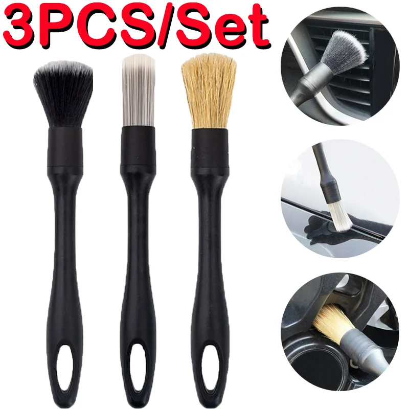 

Soft Car Detailing Brush High-quality Cars Synthetic Bristles Detail Brush Tool Auto Interior Clean Tools Accessories 3Pcs/set