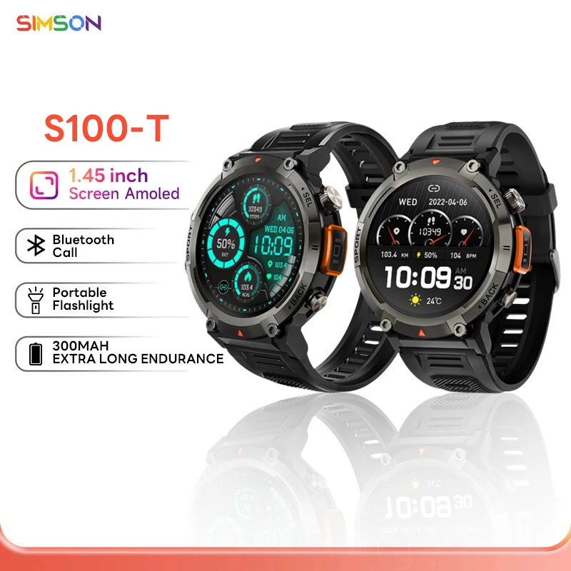 

New Smart Watch 1.45 Inch 360*360 Pixel 300mAh Smartwatch Men Bluetooth Call BT5.0 With Flashlight Remote Camera Magnetic Men