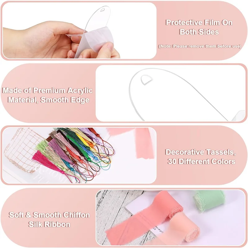 

A96K-100 Pieces Acrylic Bookmark Blanks, Clear Acrylic Bookmarks DIY Bookmarks For Book Lover Crafts Present Tag Reading