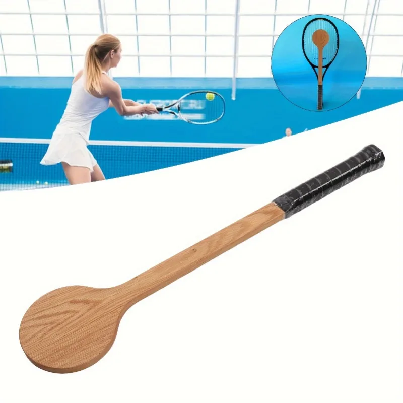 60CM Tennis Sweet Spot Racket Wooden Tennis Spoon Swing Training Racket Accuracy Practice Racket Batting Hitting Equipment Gear