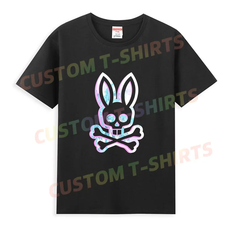 

2024 Summer 100% Cotton Men T Shirt Casual Psycho Classic Bunnies Logo Apparel T-shirt Graphic Short Sleeves S-3XL Cool Tee