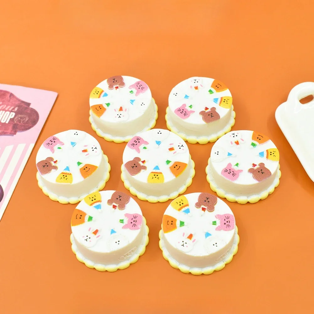 Kawaii Cartoon Mini Birthday Cake Deco Parts Resin Miniatures Cabochans Flatbacks Material Cabochons Scrapbooking DIY Figures