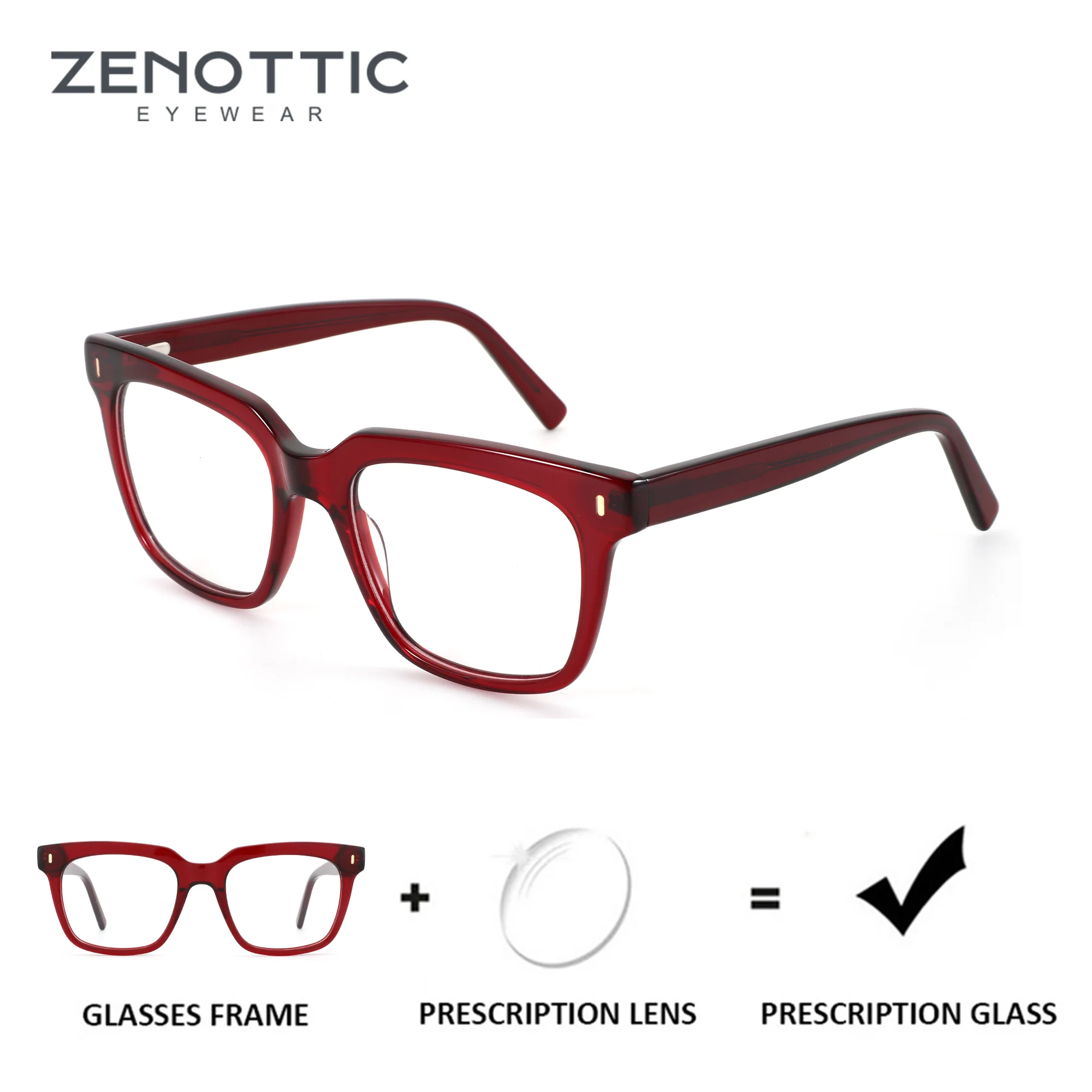 

ZENOTTIC (размер L) квадратные дизайнерские очки по рецепту для унисекс, ацетатные фотохромные оптические очки ручной работы