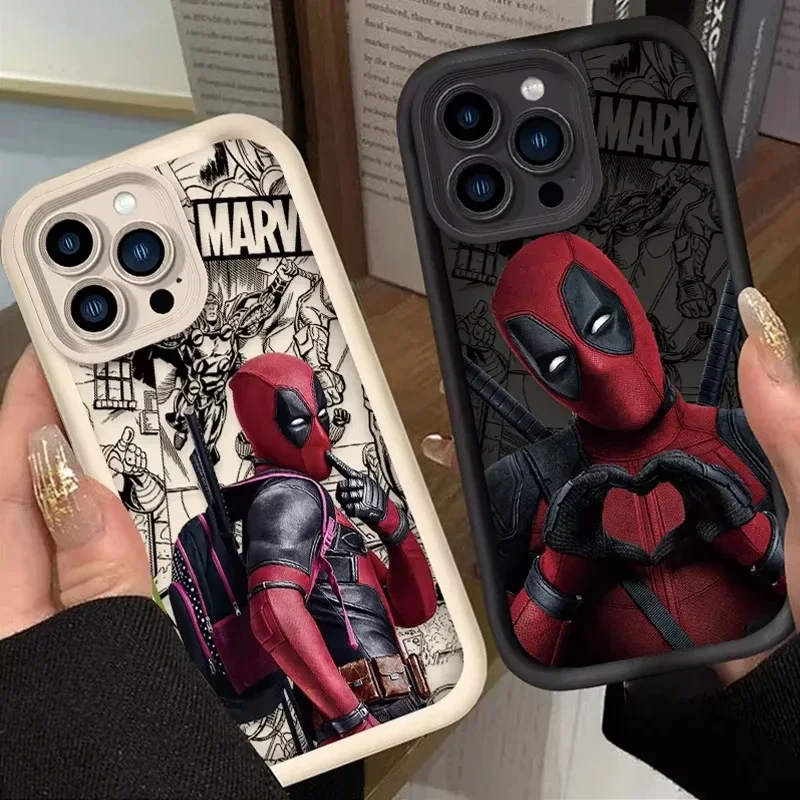 Marvel Deadpool Soft Silicone Case for iPhone 16 15 14 13 12 11 Pro Max XS X XR 8 7 Plus SE 2020 Shockproof Protective Cover