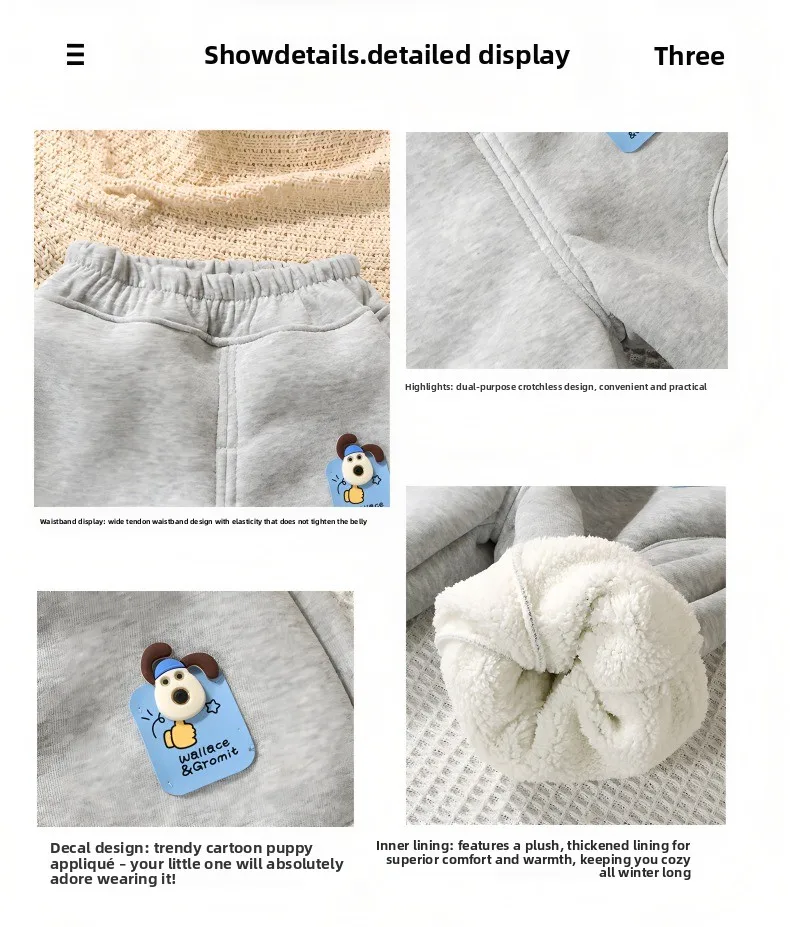 Modische Winter-Freizeithosen für Kinder mit Fleece und Verdickung, Geeignet für Jungen und Mädchen, Oberbekleidung und Warme Hosen – Detail 2
