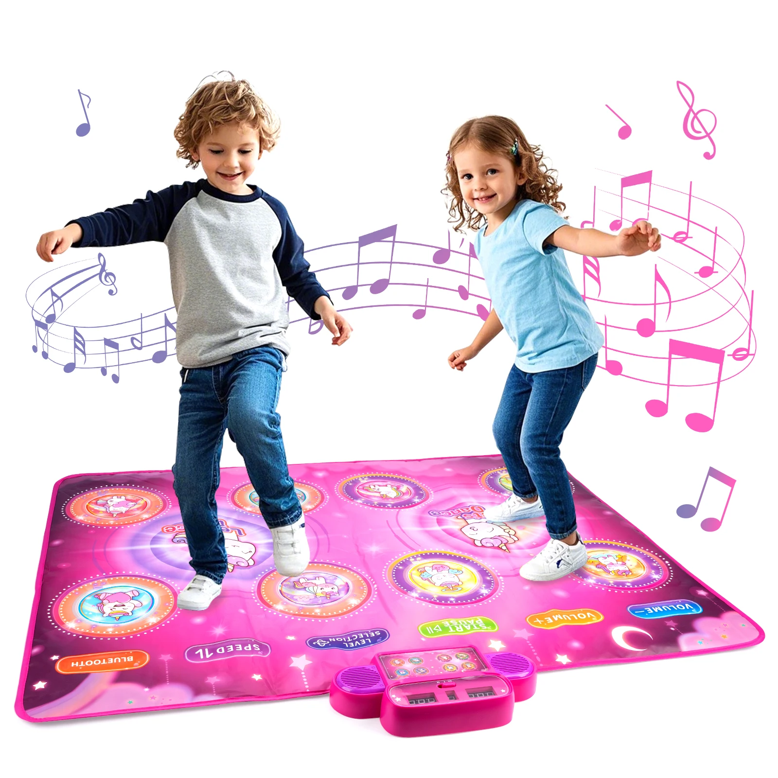 

106x80cm Kids Electronic Dance Mat Double Players Mode with Bluetooth&Light Kids Floor Music Blanket Interactive Educational Toy