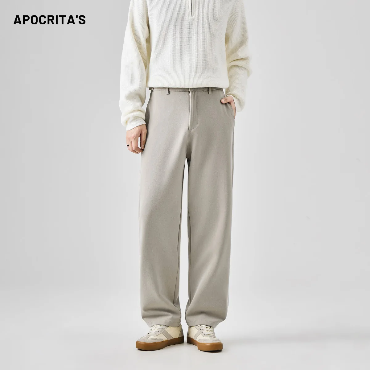 

Busin Casual Men's Loose Fit Trousers Autumn Season Versatile High-End Drape Anti-Wrinkle Long Tapered Pants