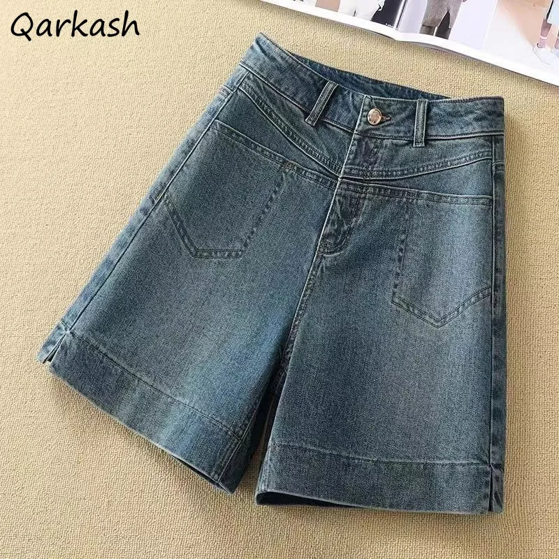 

Retro Shorts for Women Simple Design Summer Denim Fashion Korean Style All-match New Young Girls College Ins High Waist Casual