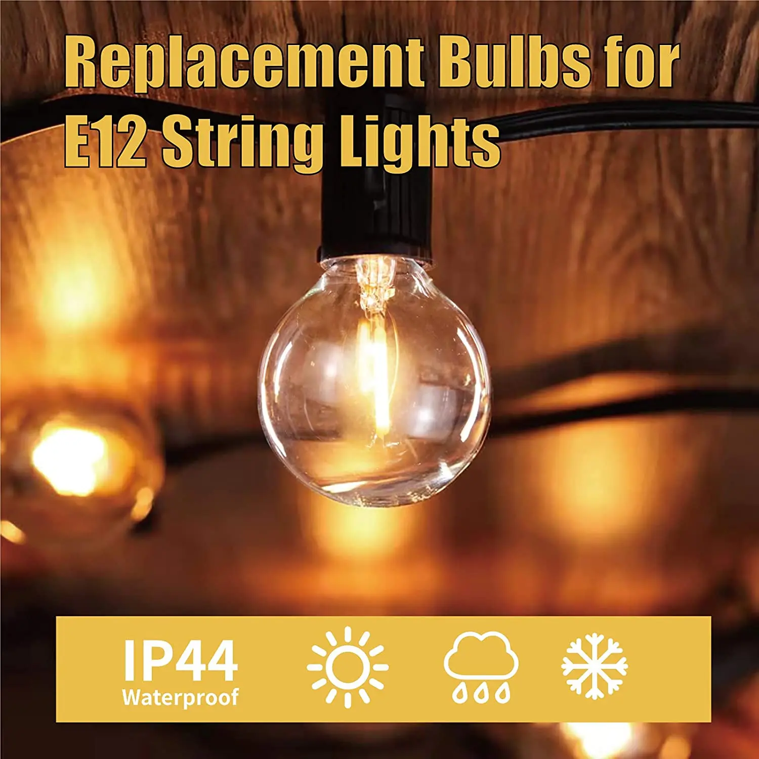 G40 LED Light Bulb E12 Base PET Plastic Filament Lamps 3V 1W Warm White Globe Ball Replacement Led Bulb For Solar String Light