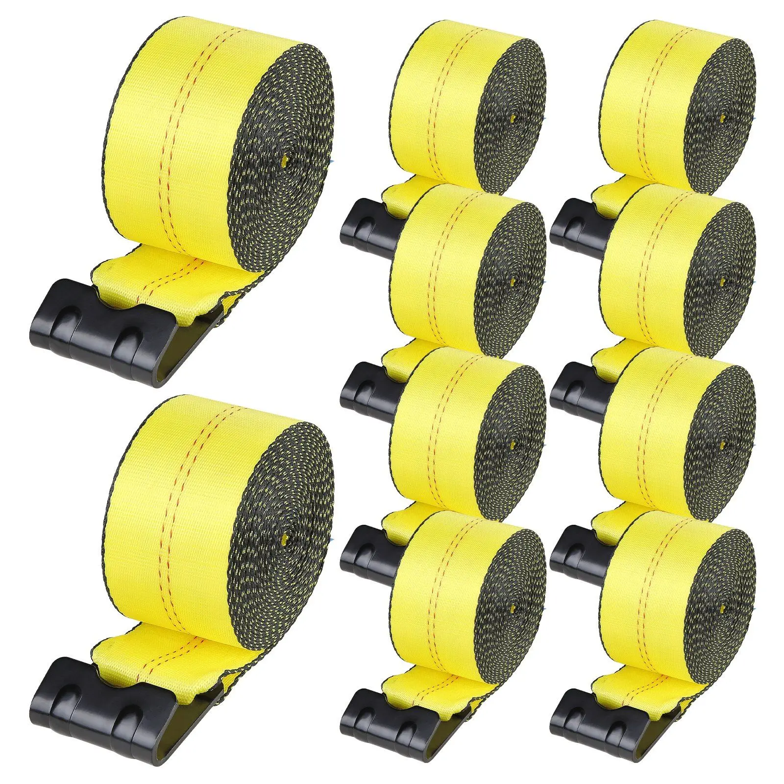 

Стяжные ремни для лебедки 4x30, грузоподъемность 6000 фунтов, прочность на разрыв 18000 фунтов, для грузовиков, с плоским крюком, желтые, 10 штук в упаковке