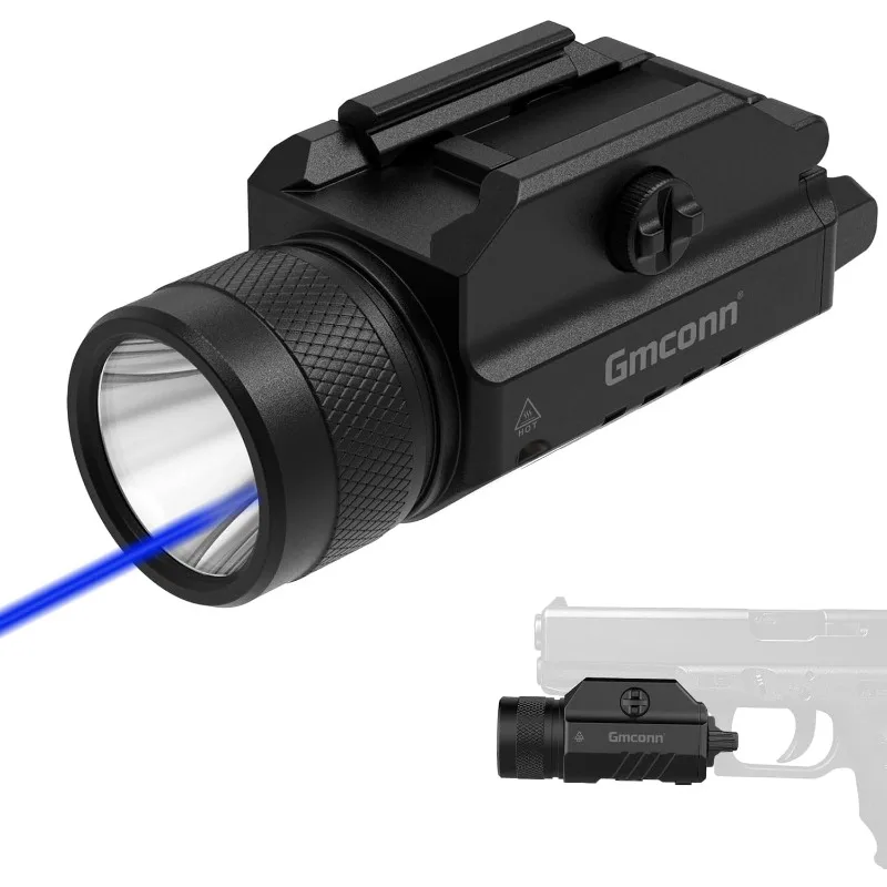 

Gmconn 1250 Lumen Tactical Flashlight Green Blue Red Laser Light Combo, Rechargeable Pistol Light