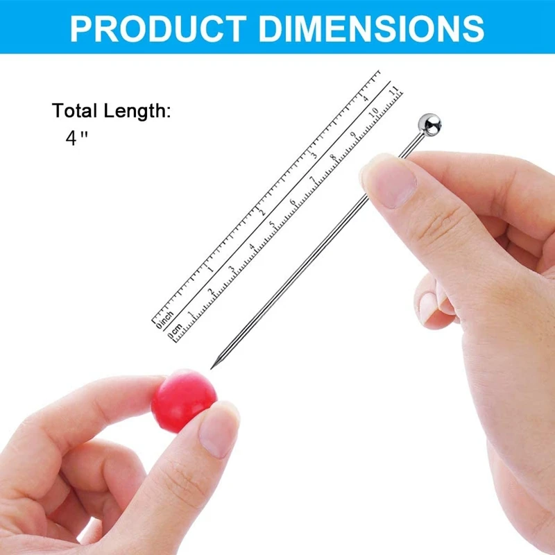 ABSF 15Pcs Cocktail Picks, 4 Inch Reusable Stainless Steel Martini Picks Cocktail Toothpicks For Olives Appetizers Sandwich