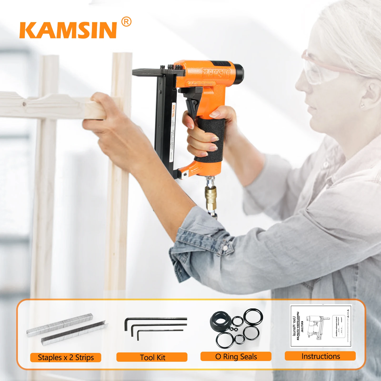 

KAMSIN KN7116L extended nozzle code nail gun # 22 soft cushion nail gun home nail machine photo frame DIY tool