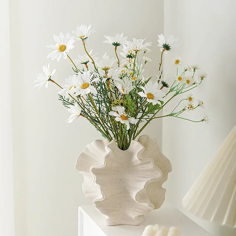 

European-style Plain-fired White Ceramic Vase Matte Texture Hydroponic Dried Flower Arrangement Home Decoration Ornament