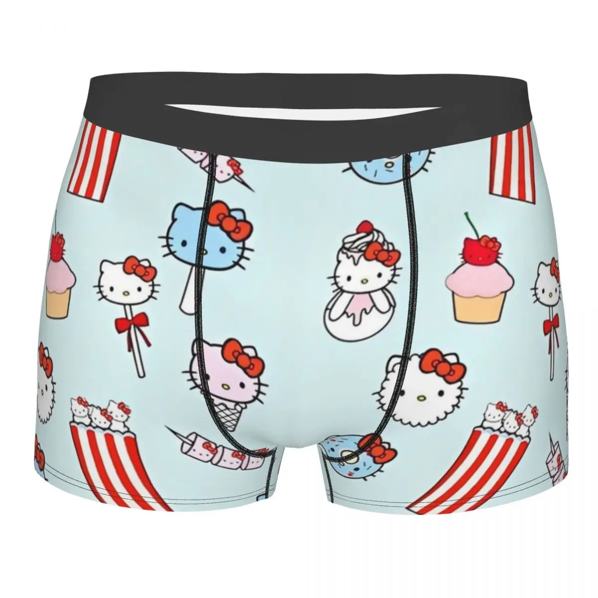 Custom Hello Kitty Ice Cream Boxer Shorts, Roupa interior engraçada, Cuecas de edredão aconchegante, Donut Boxers Acessórios