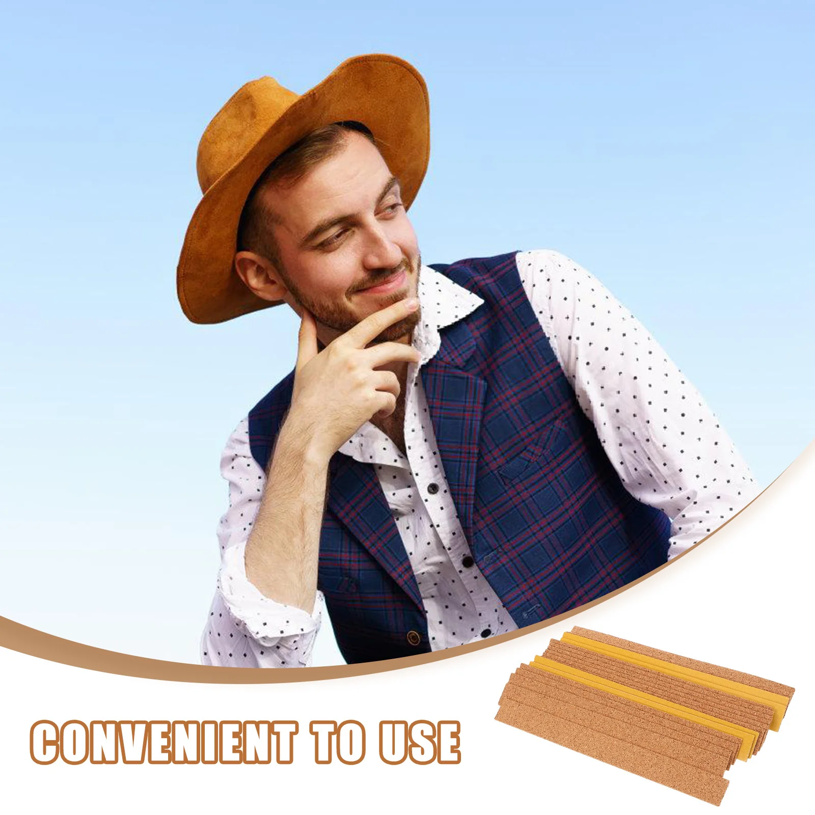 24 pçs auto-adesivo macio cortiça chapéu fita redutor de tamanho confortável boné inserção estofamento forro de absorção de choque para cowboy fedora