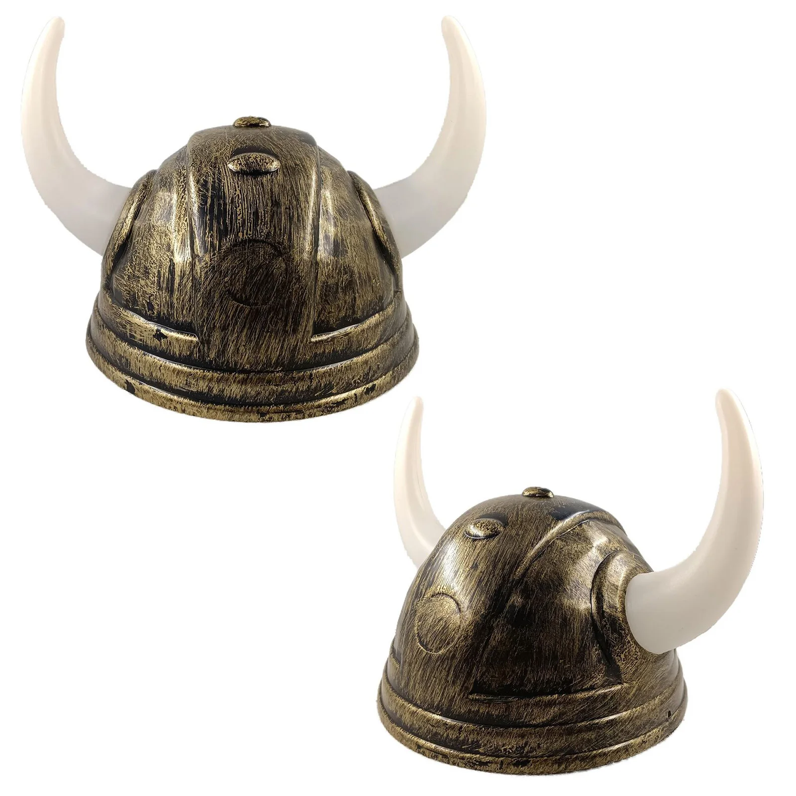 Adult Plastic Vintage Knight Helmet Headgear Viking Horn Hat with Braids Halloween Cosplay Medieval Warrior Hat Costume Props