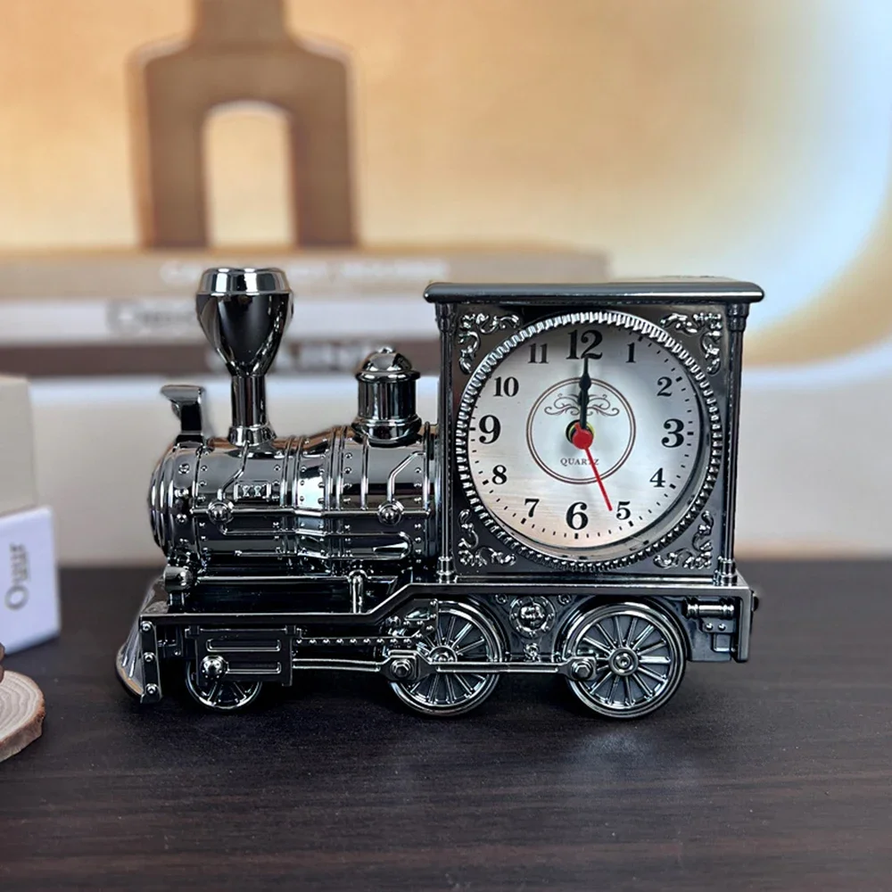 Antique Locomotive Alarm Clock Digital Pointer Retro Plastic Alarm Clock Home Decoration Students Wake Up In The Morning Alarm