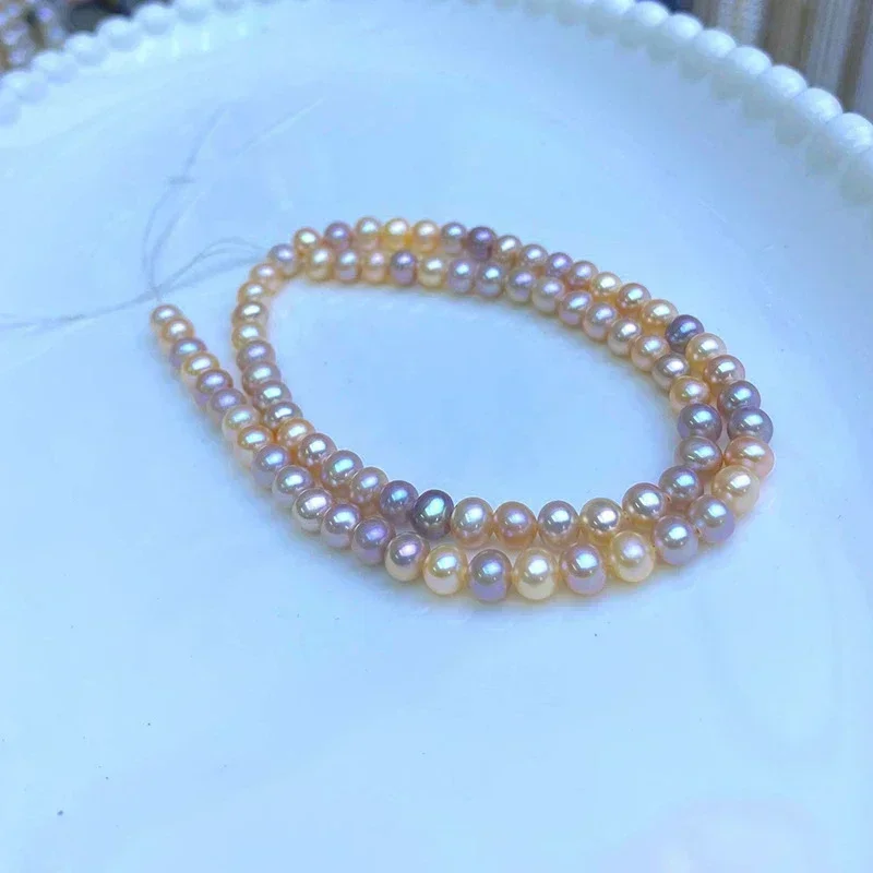 5-6mm 4A Colorful Dazzling Natural Freshwater Purple Round Pearl loose Bead Gift Jewelry Make DIY Necklace Bracelet Accessorie