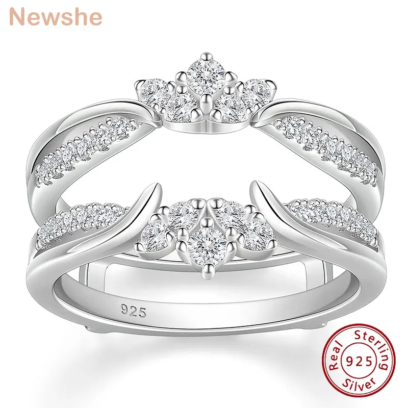 Newshe Elegant 925 Sterling Silver Moissanite Wedding Ring Enhancers for Women Adjustable Crown Engagement Quality Jewelry