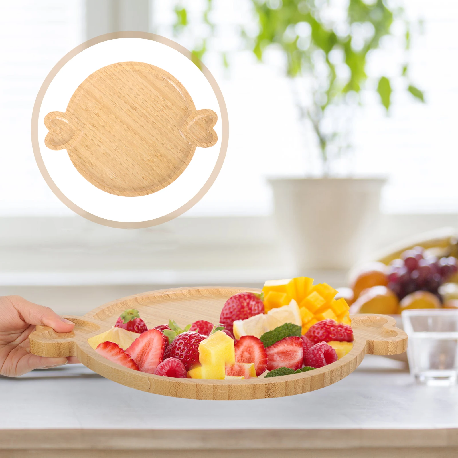 

Bamboo Fruit Tray Small Heart Shaped Snack Dessert Serving Tray Premium Material No Burrs Easy Match Kitchen Bar Accessories