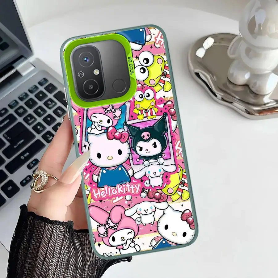 Casing untuk Xiaomi Redmi 14C 12C 10C A1 A2 Plus 9T A5 K60 9C 13C Penutup Belakang Ponsel Lucu H-elloS K-ittyS Kuromi