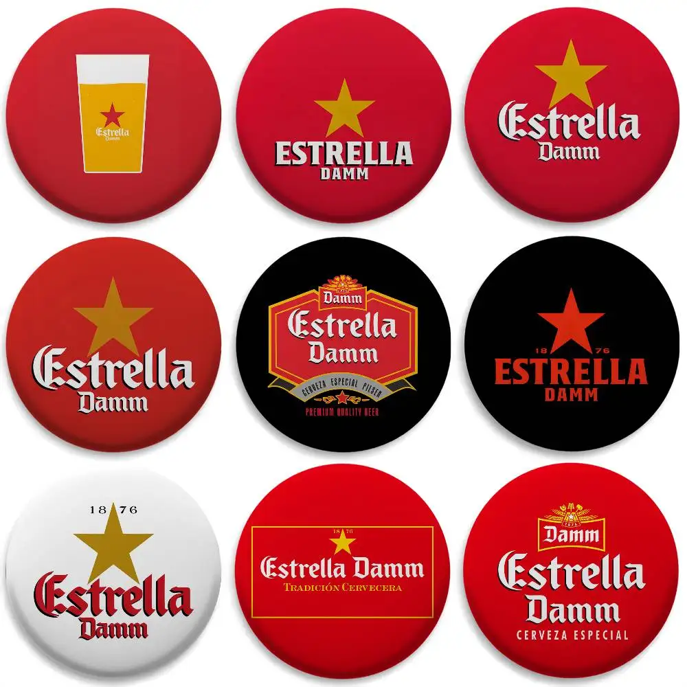 

E-Estrella DammS Wine Badges Round Exquisite Badge Brooches Creative Pins For Clothes Hat Backpack Gift Accessories