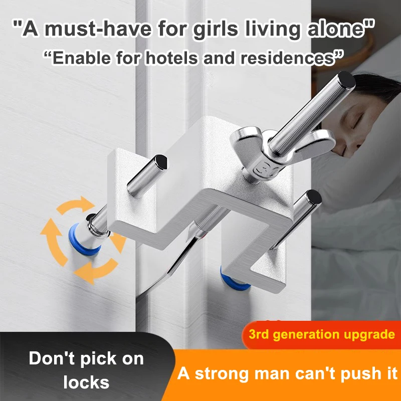 

Portable Door Lock Dual Nut Adjustment Body Hotel Door Locks Self-Defense Door Stop Travel Anti-theft Door Stopper Safety Lock