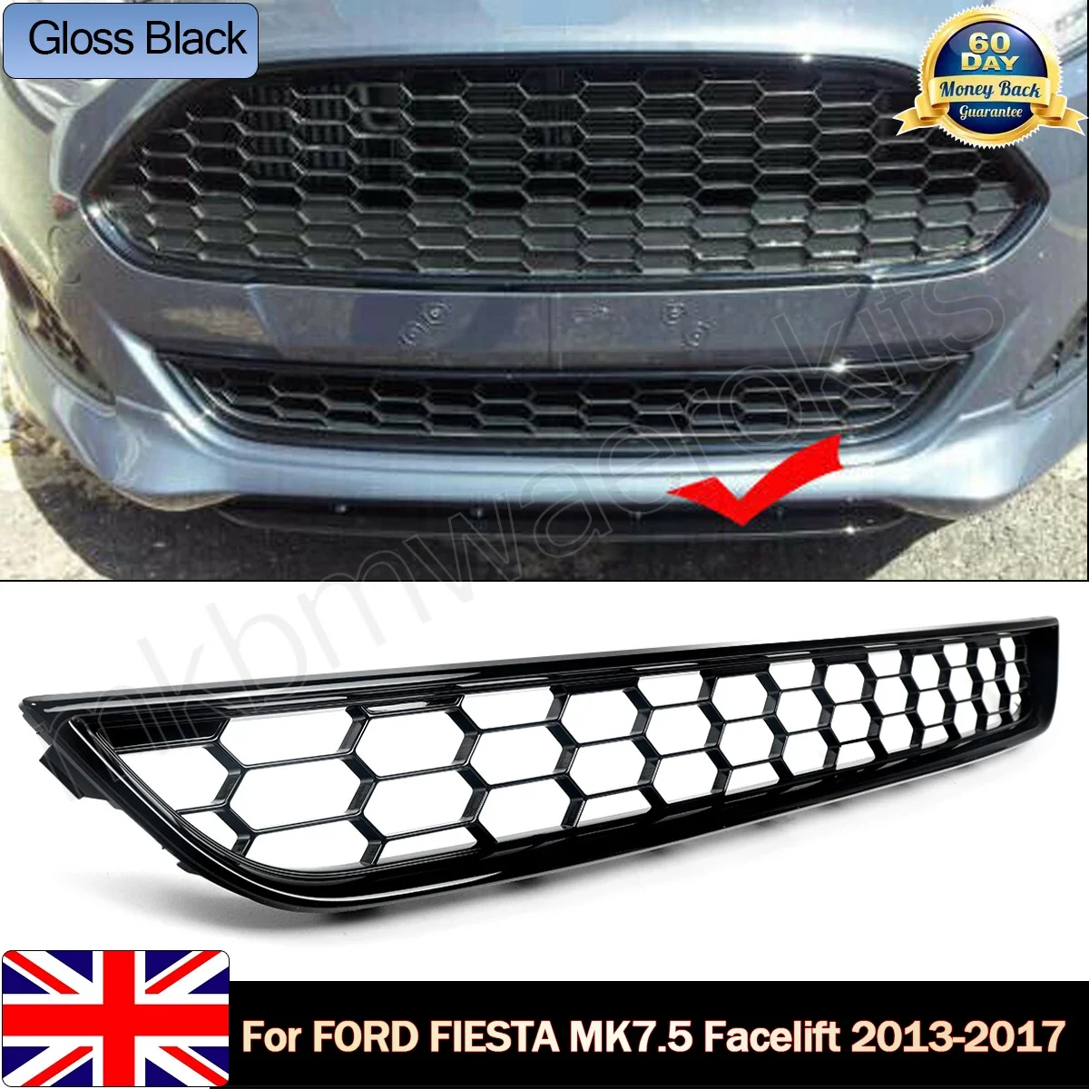 FOR FORD FIESTA MK7 MK7.5 ZETEC S HONEYCOMB MESH FRONT BUMPER LOWER GRILLE 13-17