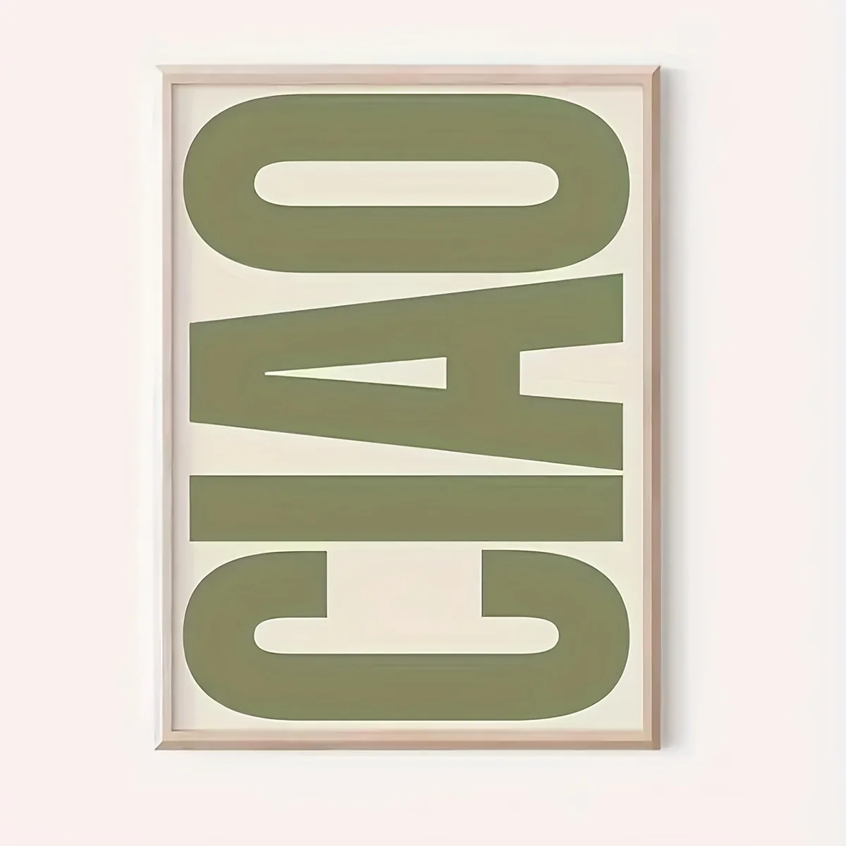 Chic Ciao Retro Green Canvas Wall Art - Póster minimalista sin marco para decoración del hogar y la oficina, único