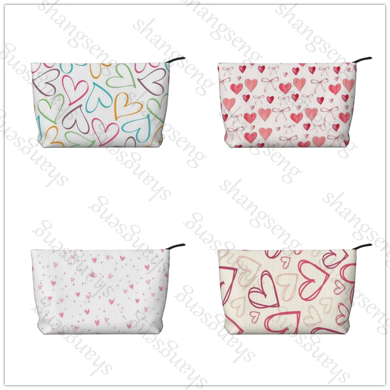 

Heart lover Corduroy cosmetic bag toiletry storage bags ladies box luxury travel zipper storage bag