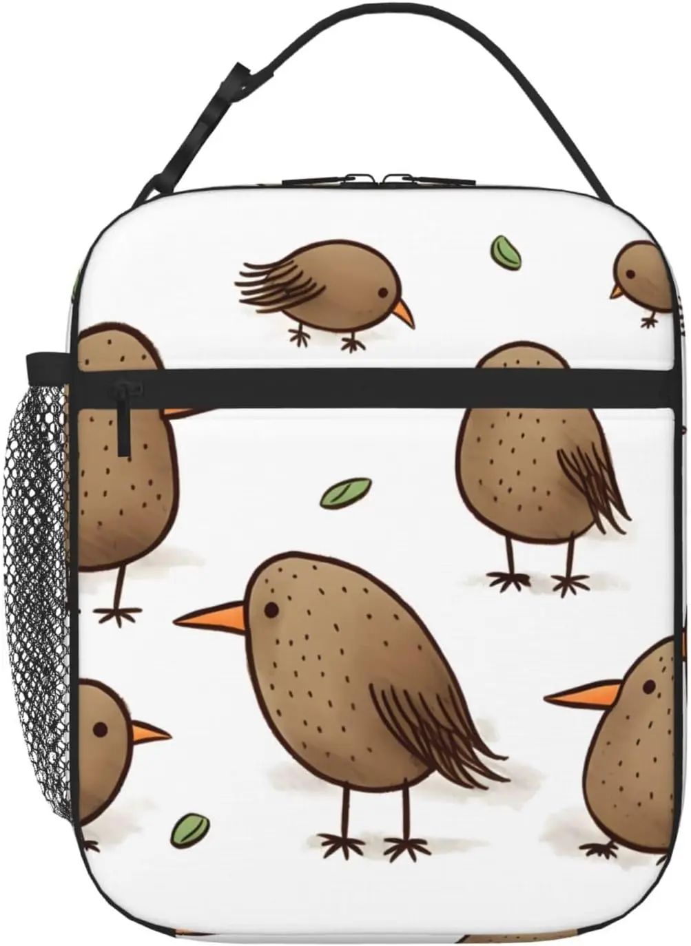 

LunchInsulated Bag Box для женщин Сумка с боковым карманом Киви Птицы Симпатичные сумки-тоут Коробка