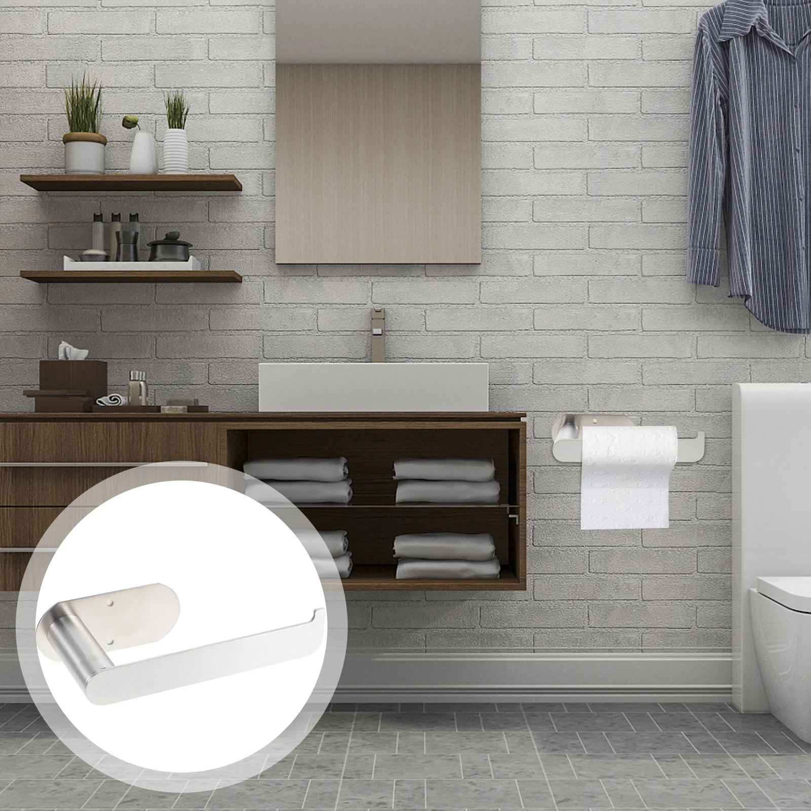 

Stainless Steel Toilet Paper Holder Scratch Resistant Bathroom Kitchen Towel Storage Rack Simple Elegant