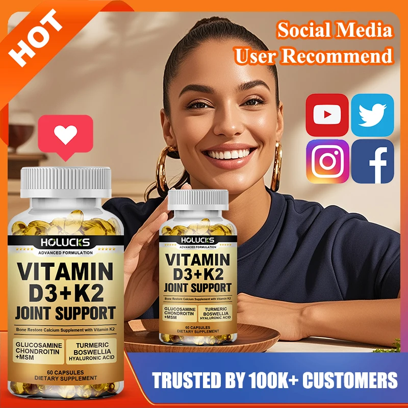 

Joint Support Vitamin D3+K2 Capsules, with Boswellia Turmeric, Promote Healthy Joints, Bone Density & Stress Relief for Adults