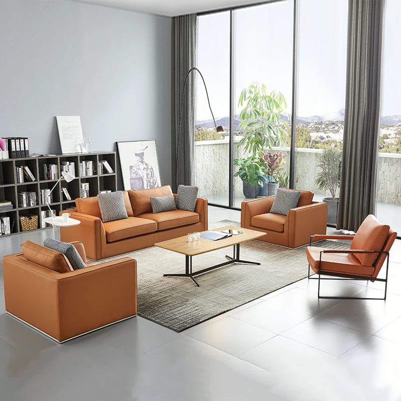 أريكة مكتب تجارية للاجتماعات والتفاوض مجموعة أثاث جلدية لمنطقة الاستقبال #2