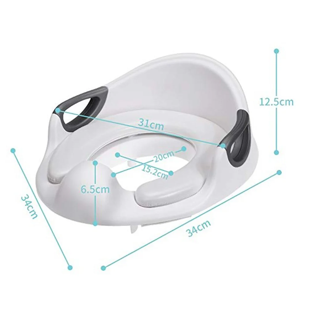قطعة واحدة من مقعد تدريب المرحاض للأطفال كبير جدًا، مادة البولي يوريثان الممتازة، درابزين مزدوج، حاجز عالي البول، سهل التنظيف للبنين والبنات