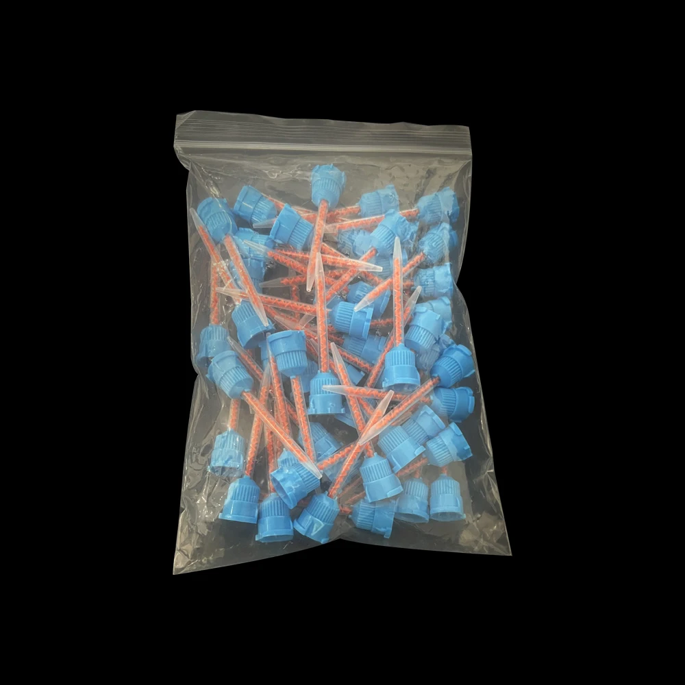 50Pcs 10:1 Dental Material Silicone Rubber Gun Conveying Mixing Head Dentistry Disposable Impression Silicone Rubber Mixing Tips