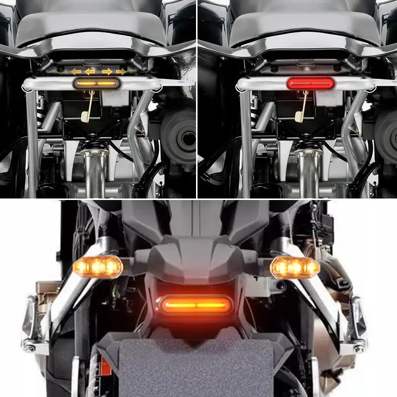 60led Motorcycle 3 in 1 LED Tail Lights Sequential Turn Signal Light DRL Stop Br