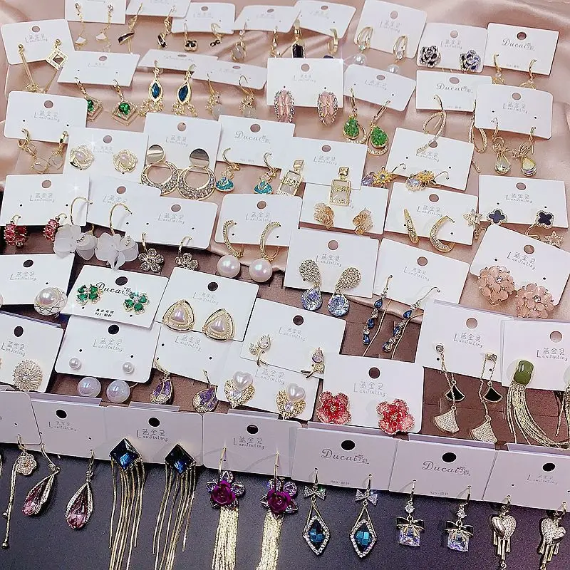 

10/30pairs/lot Factory Wholesale Mix Style Zircon Rhinestone Dangle Earrings Lady Party Decorate Pearl Opal Tassel Jewelry Girls