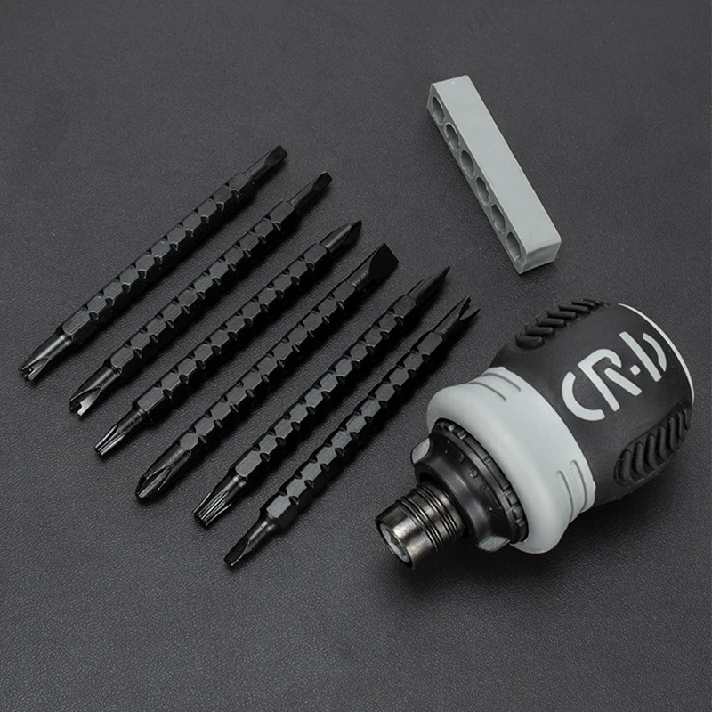 Mini Ratchet Screwdriver Rotating Handle Set CRV Telescopic Detachable Multi Shaped Short Handle Cross Triangle Head Repair Tool