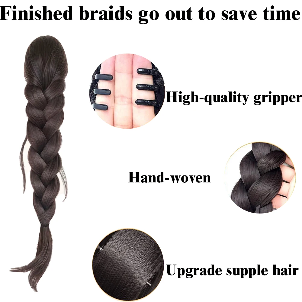 شعر مستعار اصطناعي braidswire رسم ذيل السمكة braidslow التعادل مزاجه كسول، الصيد كليب تويست الضفائر الضفائر الطويلة، شعر مضفر، شعر مستعار ب