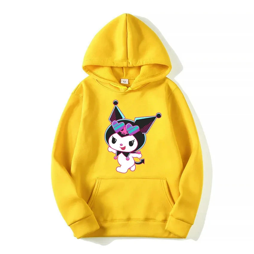 Grunge Odzież Jesień i zima Damska bluza z kapturem Sanrio Hello Kitty Kuromi Urocze ubrania Y2k Oversized Sweter z długim rękawem Płaszcz